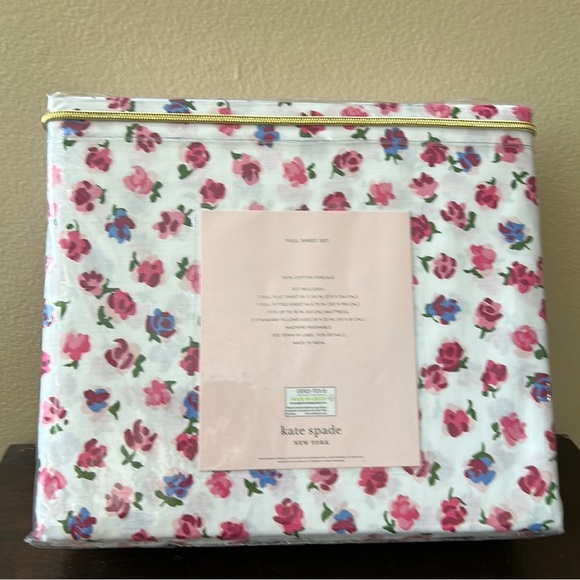 Kate Spade New York Cotton Percale Full Sheet Set (4PC) -floral on White - Picture 2 of 3